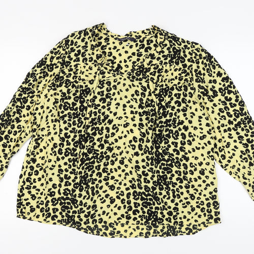 Marks and Spencer Women's Yellow Leopard Print Top
