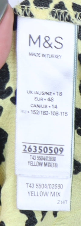 Marks and Spencer Women's Yellow Leopard Print Top