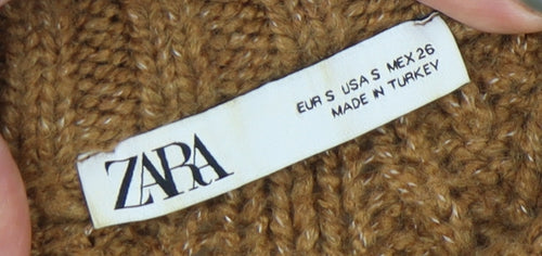 Zara Women's Brown Cable-Knit Pullover Jumper Size 8