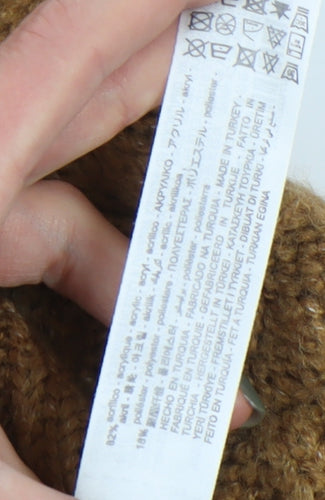 Zara Women's Brown Cable-Knit Pullover Jumper Size 8