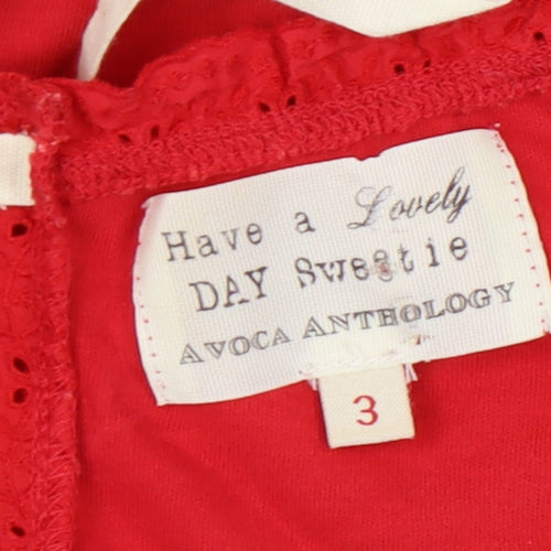 Avoca Anthology Red Embroidered Dress - Size 4