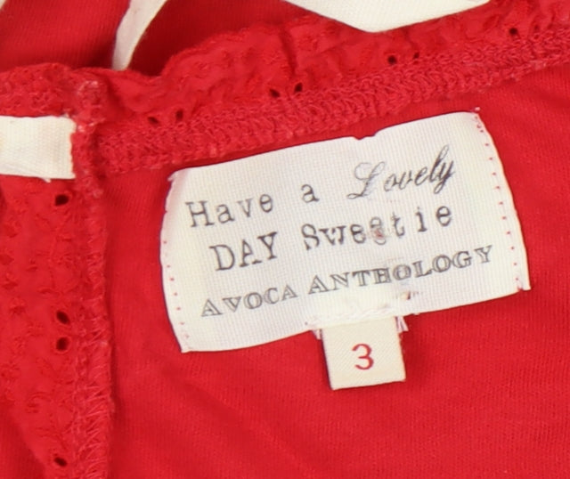 Avoca Anthology Red Embroidered Dress - Size 4