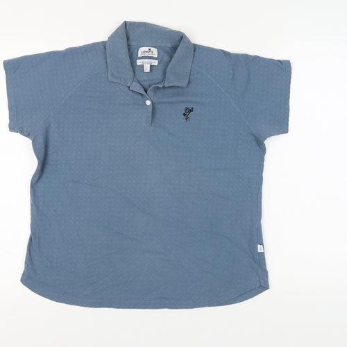 Ashworth Blue Polo Shirt Unisex Adults L Moisture Wicking