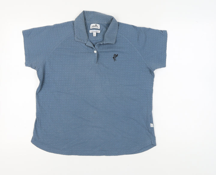 Ashworth Blue Polo Shirt Unisex Adults L Moisture Wicking
