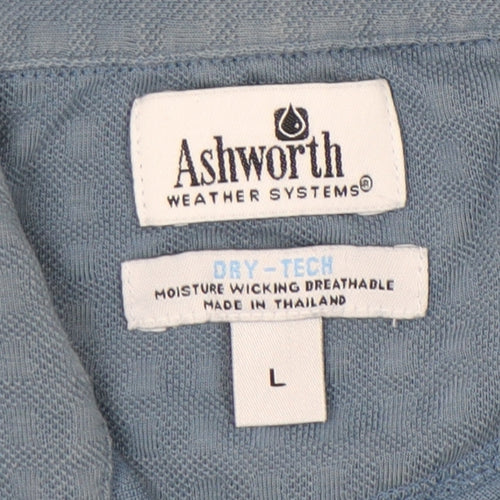 Ashworth Blue Polo Shirt Unisex Adults L Moisture Wicking