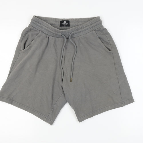 H&M Men's Grey Sweat Shorts, M, Casual Regular Fit