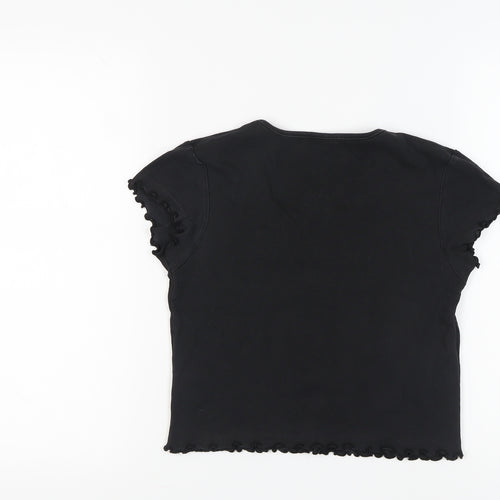 ELLE Women's Black V-Neck T-Shirt, Size M