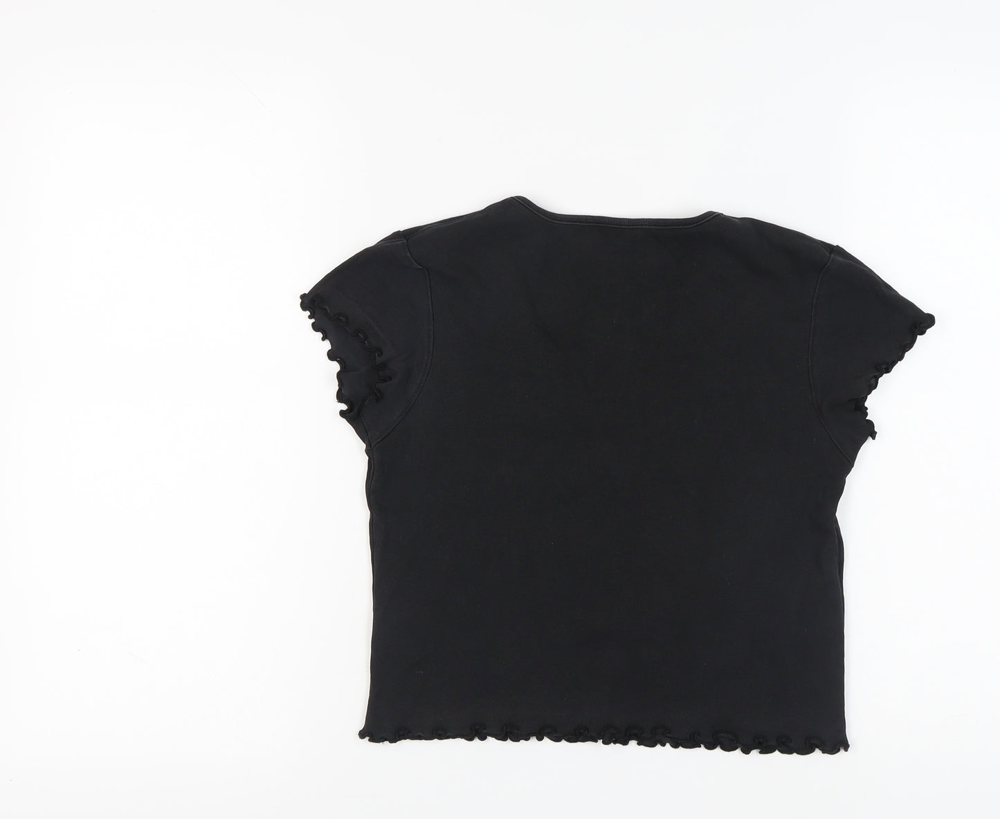 ELLE Women's Black V-Neck T-Shirt, Size M