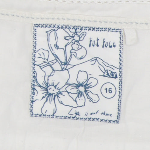 Fat Face Women White Size 16 Embroidered Blouse