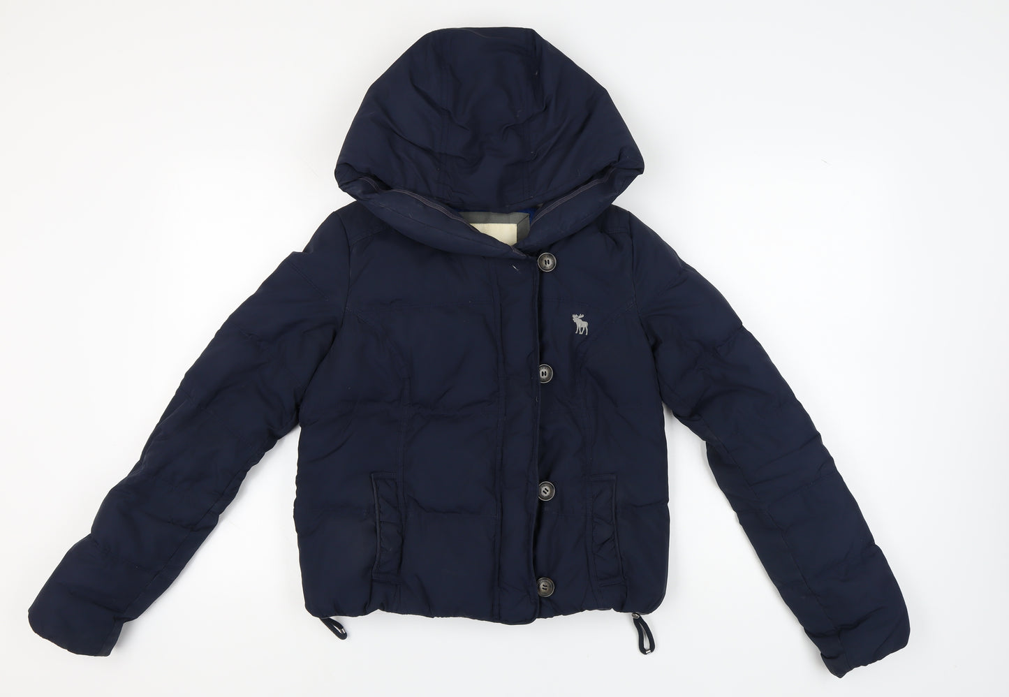 Abercrombie & Fitch Women's Blue Hooded Puffer Jacket