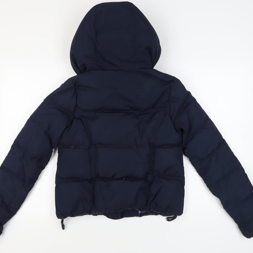 Abercrombie & Fitch Women's Blue Hooded Puffer Jacket