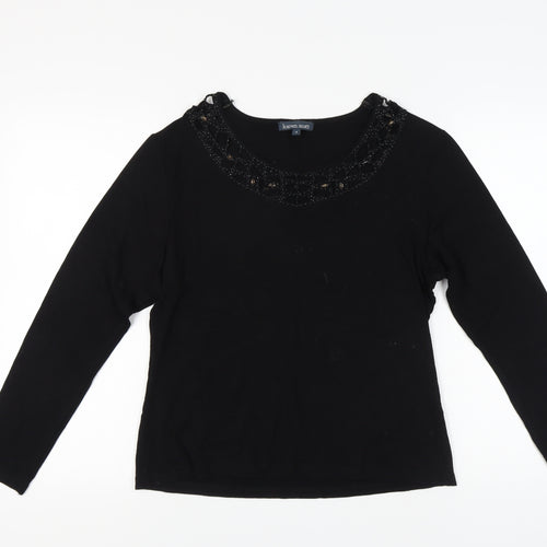 Karen Scott Women's Black Beaded Long Sleeve Top