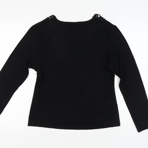 Karen Scott Women's Black Beaded Long Sleeve Top