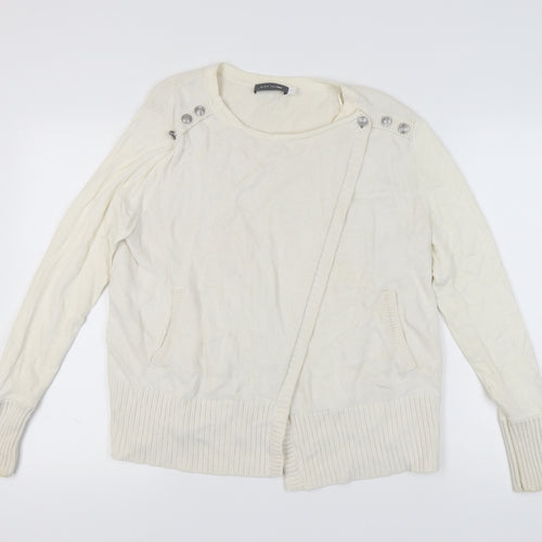 Mint Velvet Women's Ivory Jumper, Size 14, Button Accents