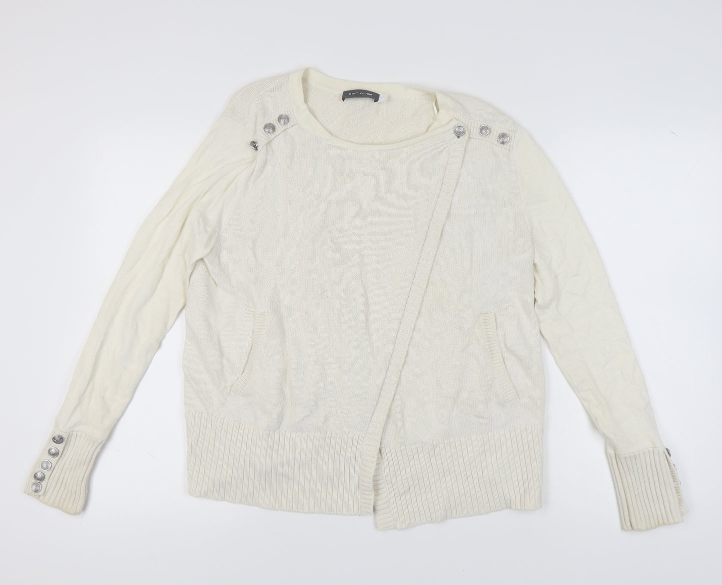 Mint Velvet Women's Ivory Jumper, Size 14, Button Accents