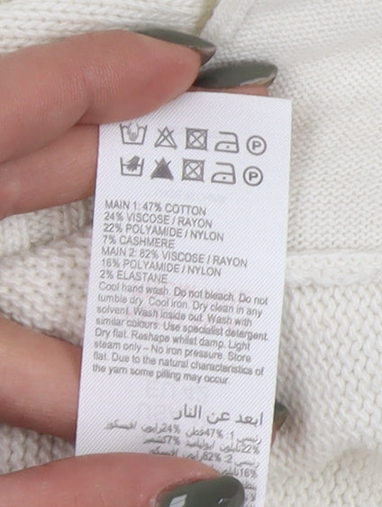 Mint Velvet Women's Ivory Jumper, Size 14, Button Accents