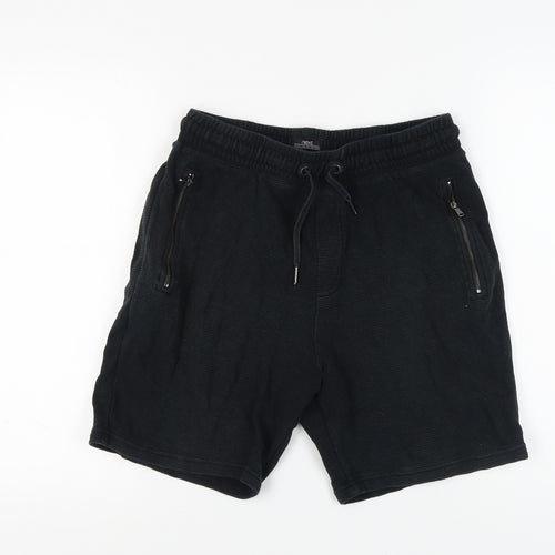 Next Men's Black Cotton Drawstring Shorts S