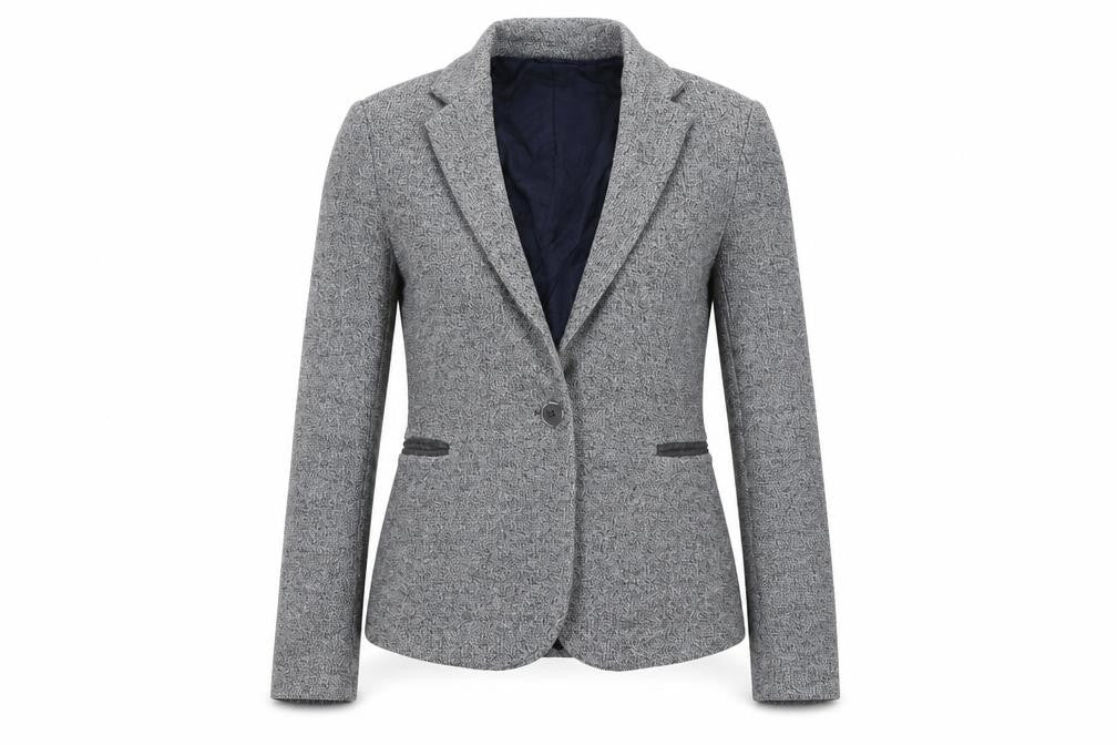 Front view of Zara Basic Women's Grey Blazer, size 8, Mid-Length