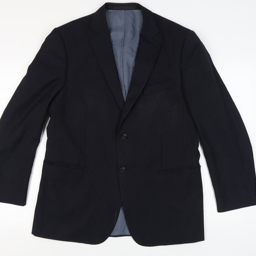 Marks and Spencer Men's Blue Striped Blazer Size 42R