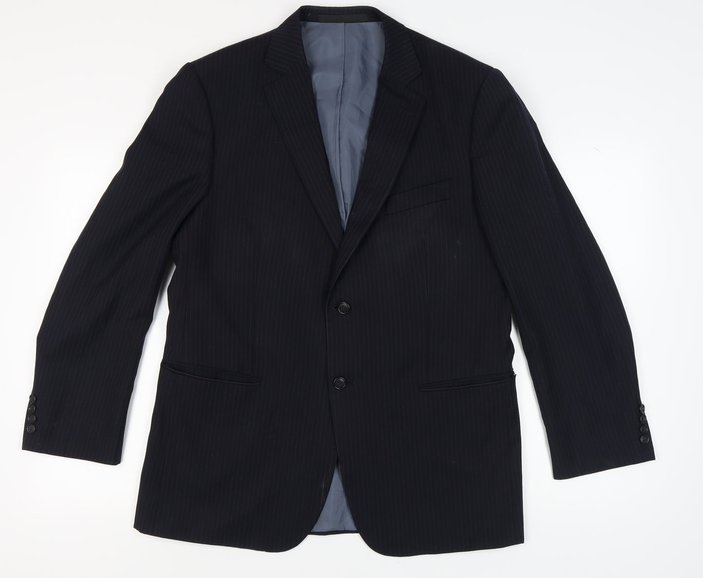 Marks and Spencer Men's Blue Striped Blazer Size 42R