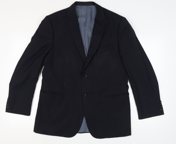 Marks and Spencer Men's Blue Striped Blazer Size 42R