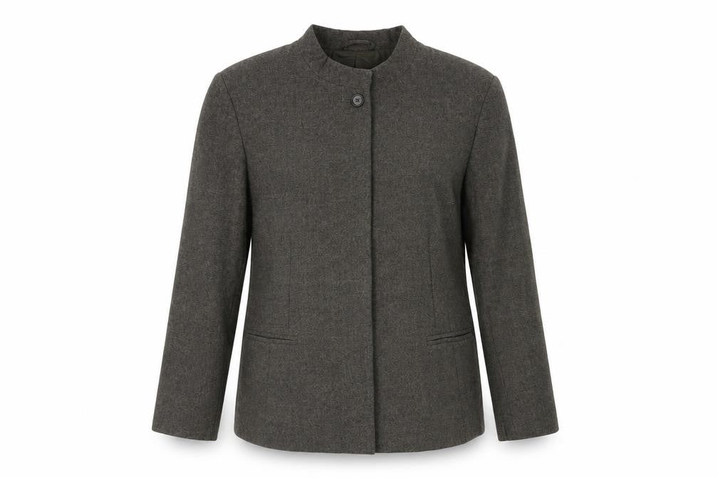 Front view of Jaeger Women's, size 14, Wool Suit Jacket Grey