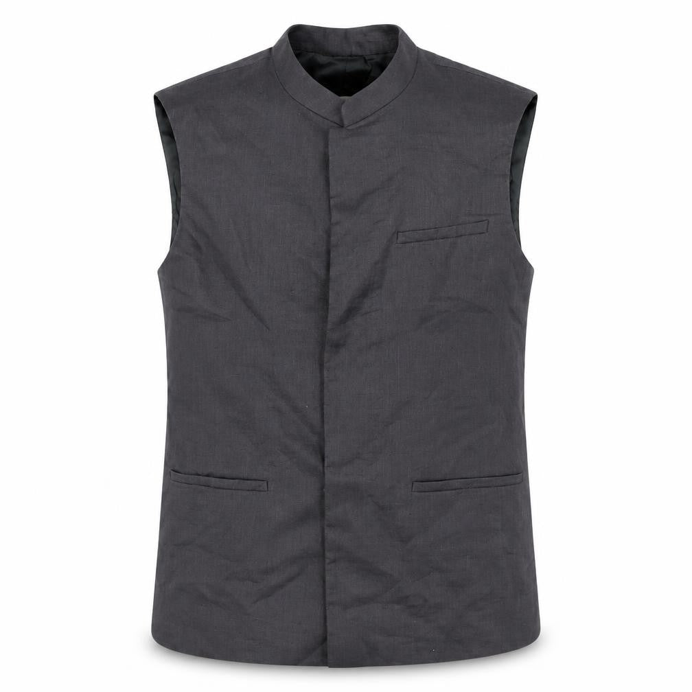 Front view of Shikara Sapphire Men's Black Waistcoat Medium