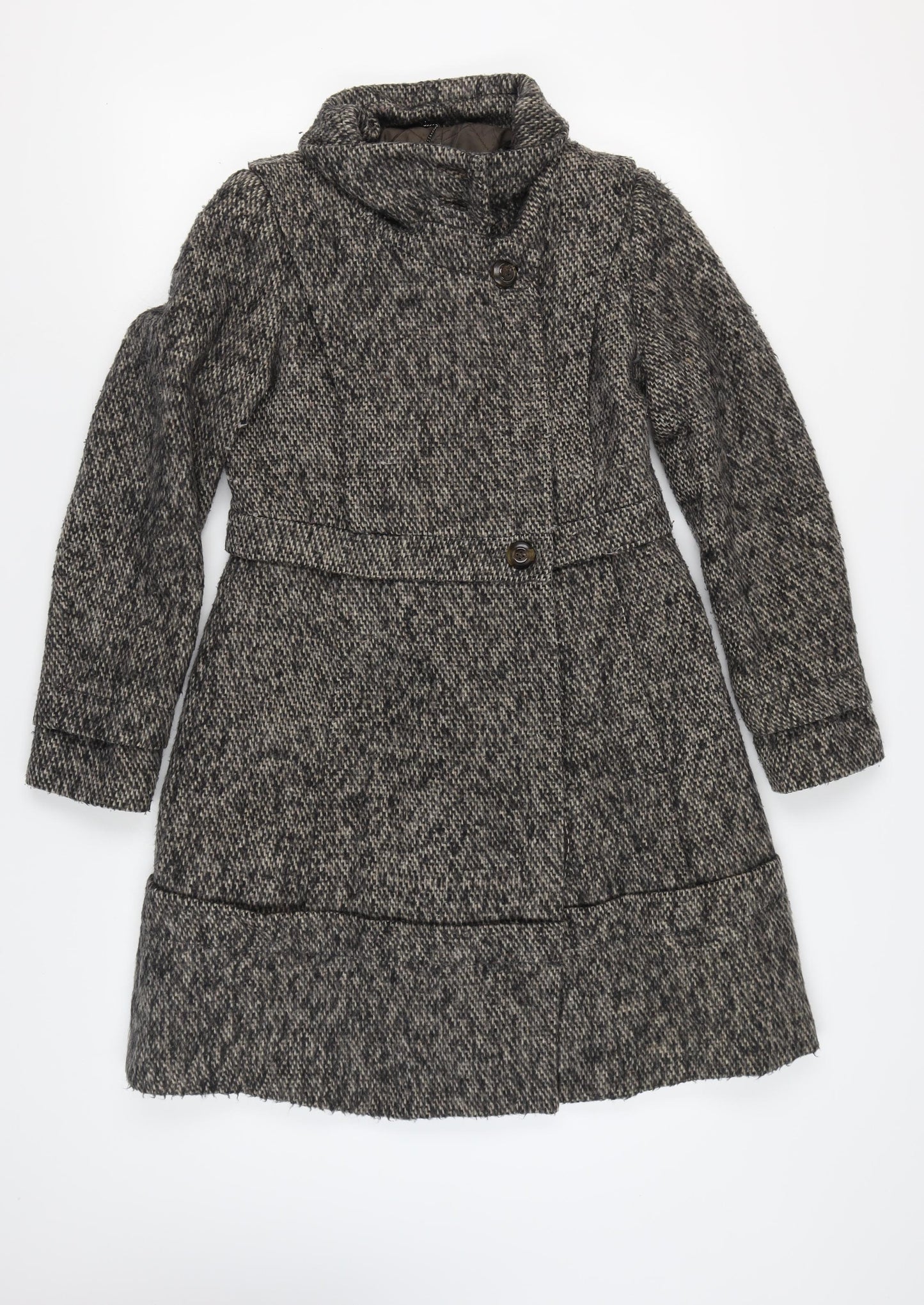 Mango Women's Grey Long Tweed Coat Size L