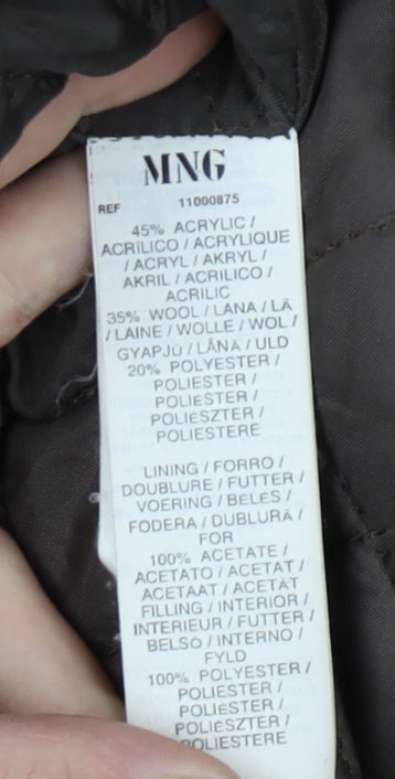 Mango Women's Grey Long Tweed Coat Size L