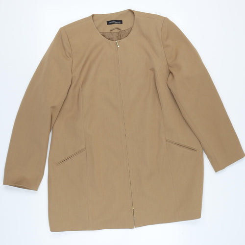 Wardrobe Essentials Women's Beige Coat, Size 18, Casual Zip