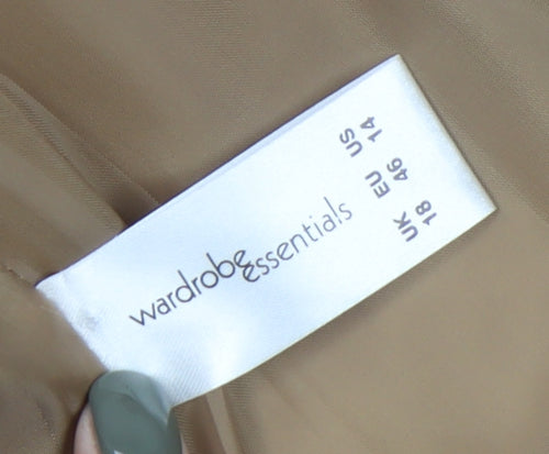 Wardrobe Essentials Women's Beige Coat, Size 18, Casual Zip