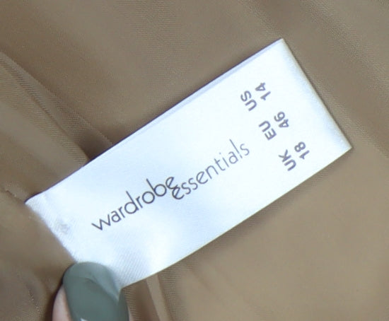 Wardrobe Essentials Women's Beige Coat, Size 18, Casual Zip