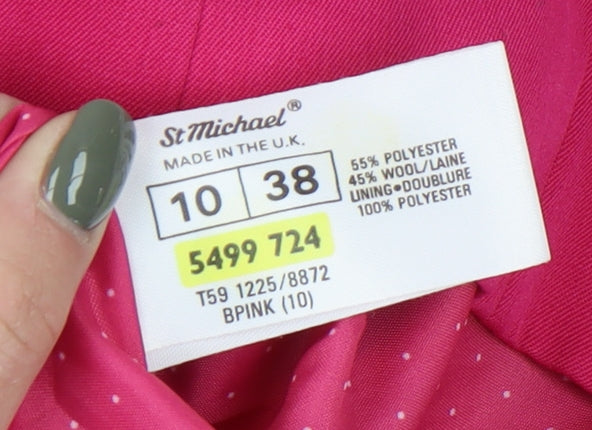 St Michael Women's Pink Double-Breasted Blazer Size 10