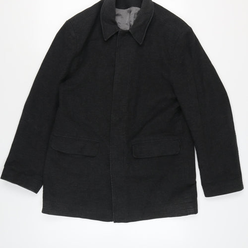 Linea Men's Black Mid-Length Jacket, Size M, Casual