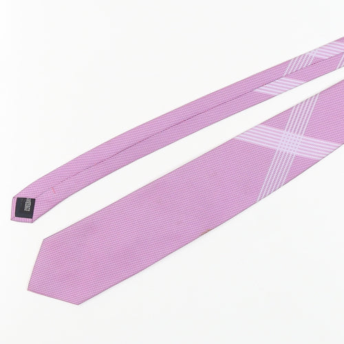 Daniel Hechter Men's Pink Silk Check Pattern Tie
