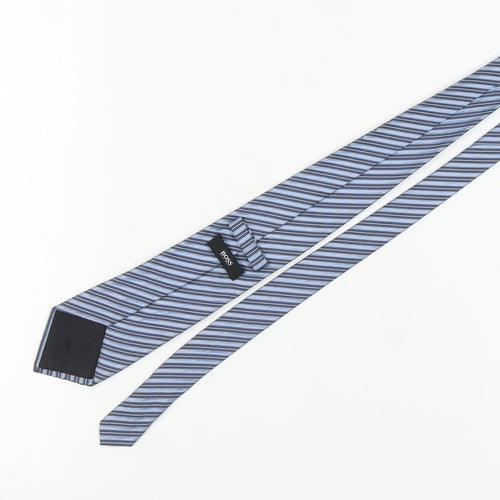 Hugo Boss Men's Blue Striped Silk Tie One Size