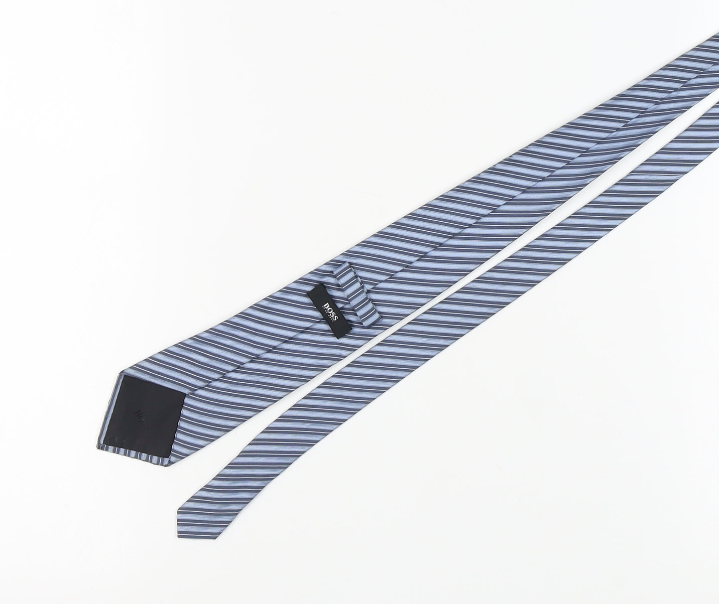 Hugo Boss Men's Blue Striped Silk Tie One Size