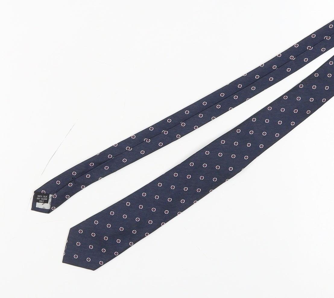 Racing Green Men's Blue Polka Dot Silk Tie