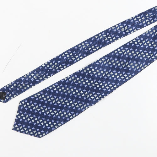 Jeff Banks Men's Blue Geometric Silk Tie