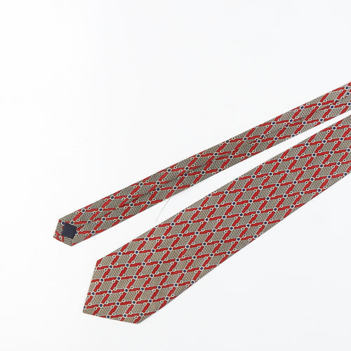 René Chagal Men's Red Beige Geometric Tie