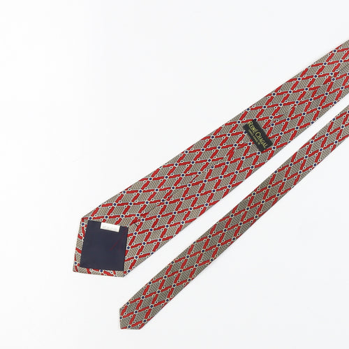 René Chagal Men's Red Beige Geometric Tie