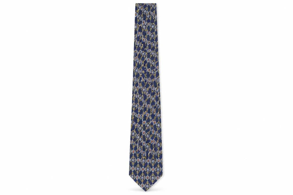 Front view of Cerutti Men's Blue Geometric Silk Tie