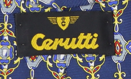 Cerutti Men's Blue Geometric Silk Tie