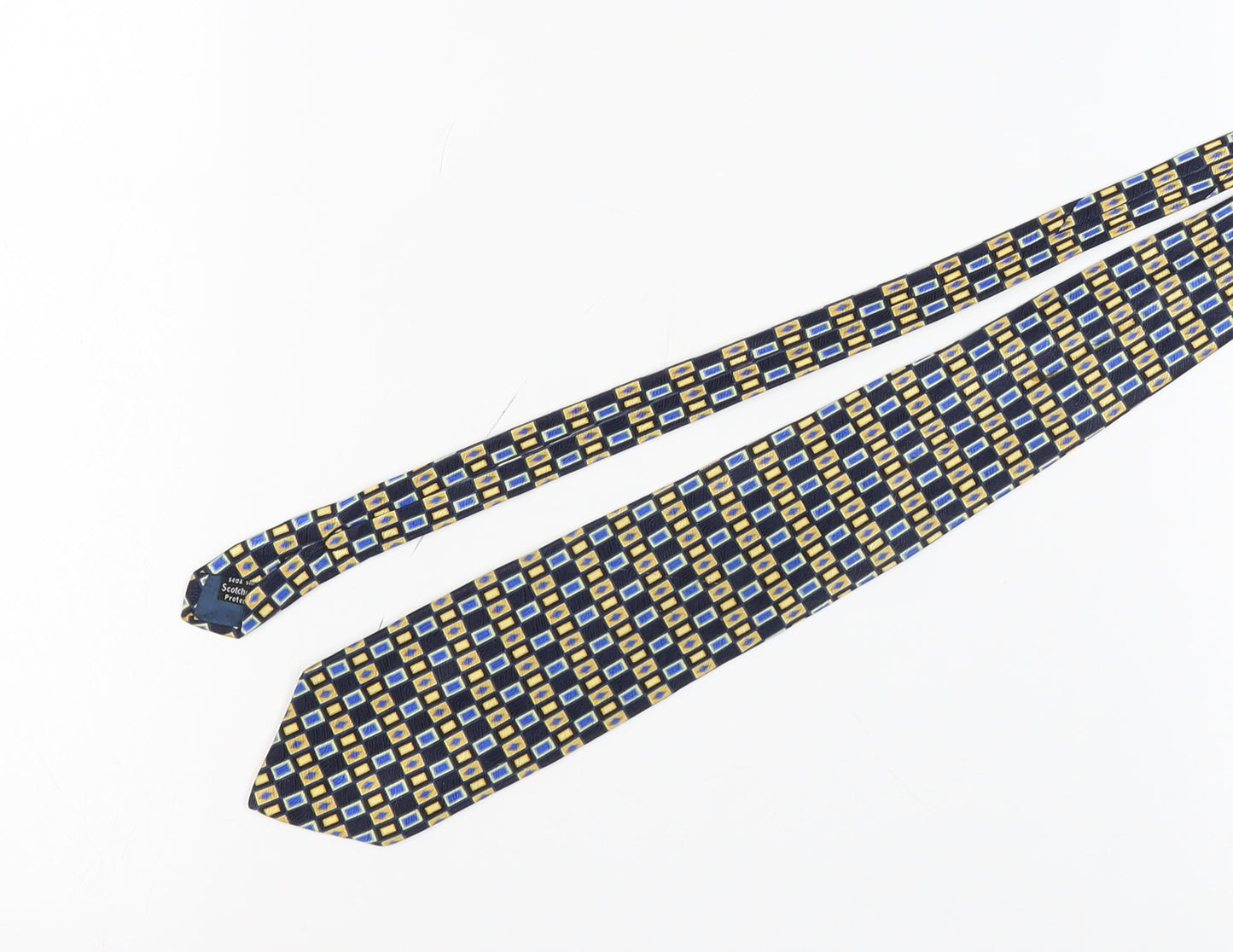 Cezan Men's Blue Gold Geometric Silk Tie