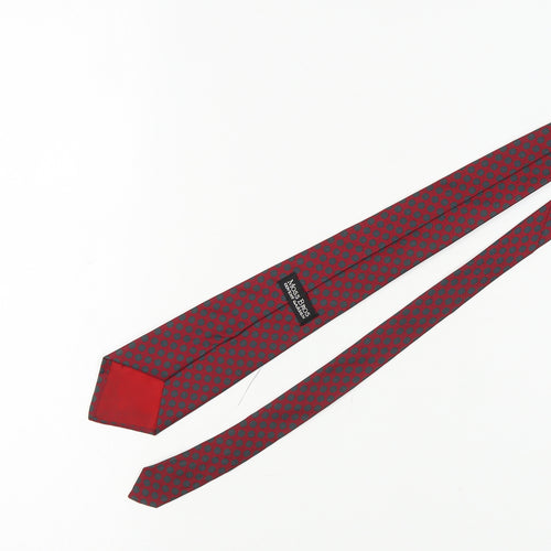 Moss Bros Men's Red Silk Polka Dot Designer Tie