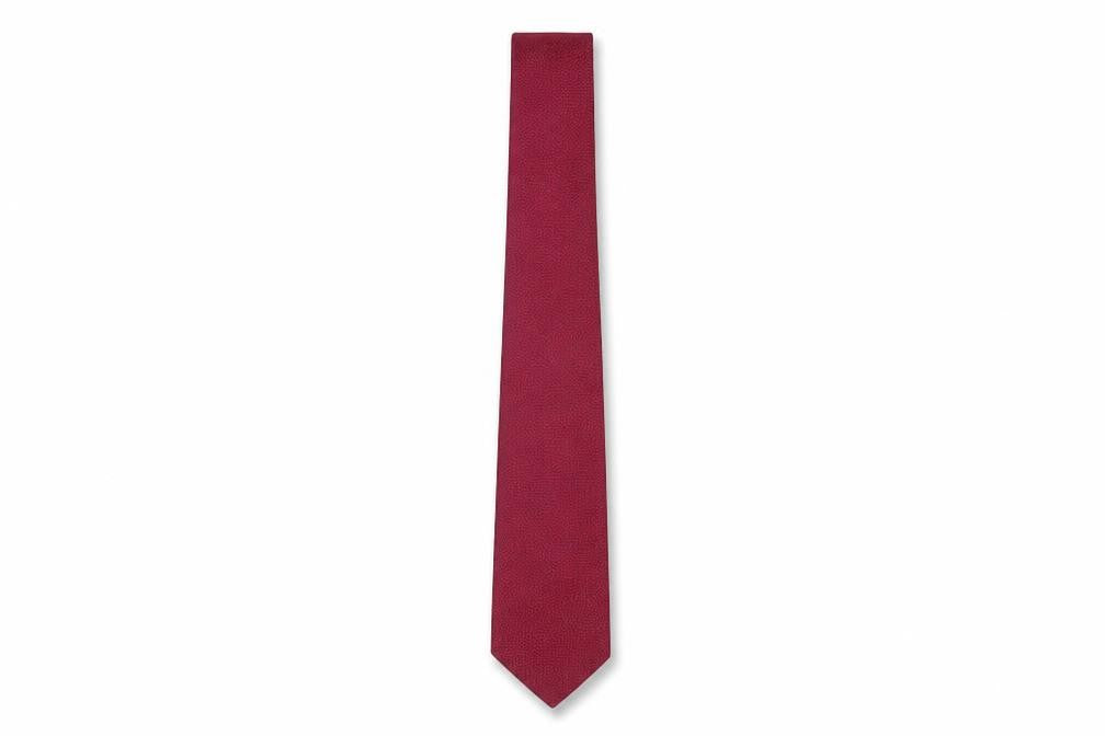 Front view of T.M. Lewin Men's Red Silk Geometric Slim Tie
