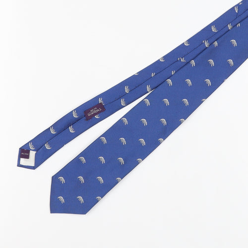 TM Lewin Men's Blue Silk Animal Print Tie