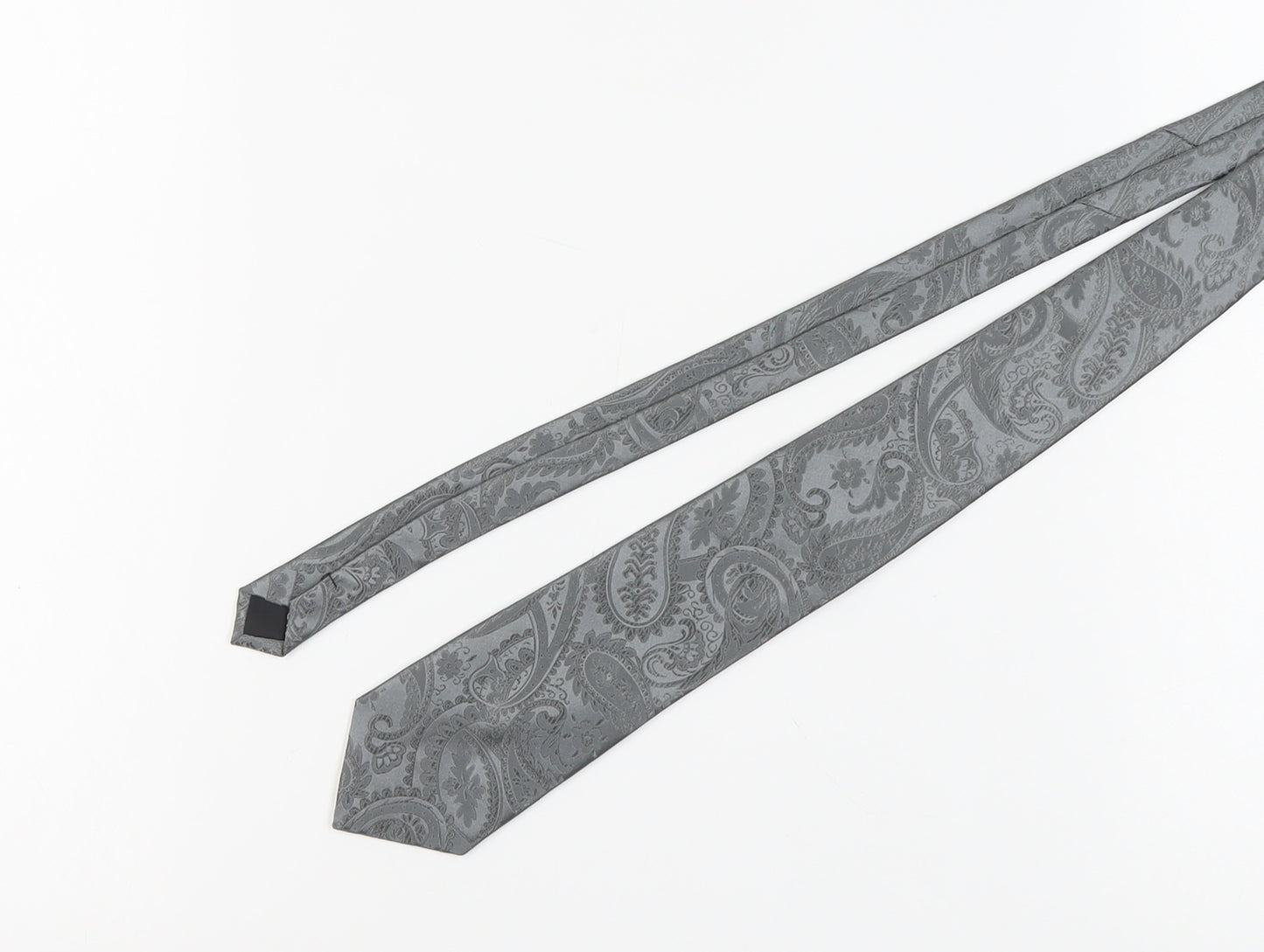 HISDERN Men's Grey Paisley Tie 100% Polyester One Size