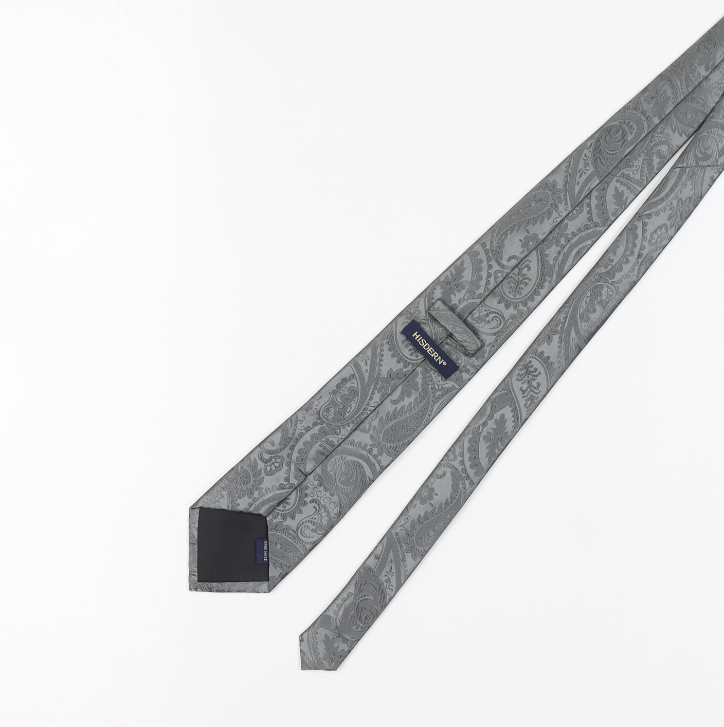 HISDERN Men's Grey Paisley Tie 100% Polyester One Size