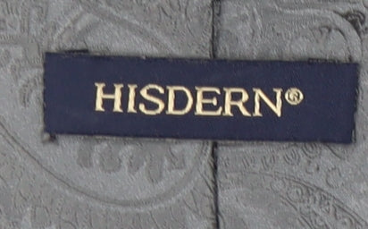 HISDERN Men's Grey Paisley Tie 100% Polyester One Size